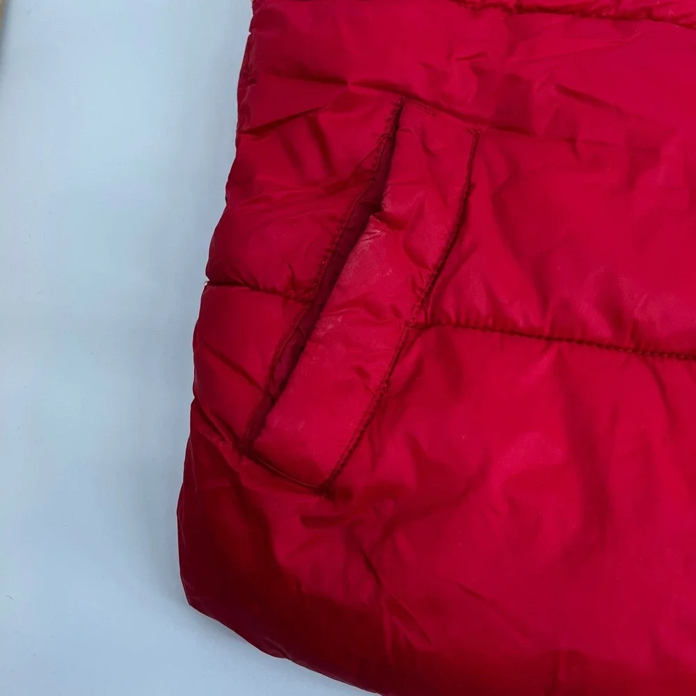 Old Navy Kids Red Puffer Vest Fleece Lined Full Zip Mock Neck Size M 8